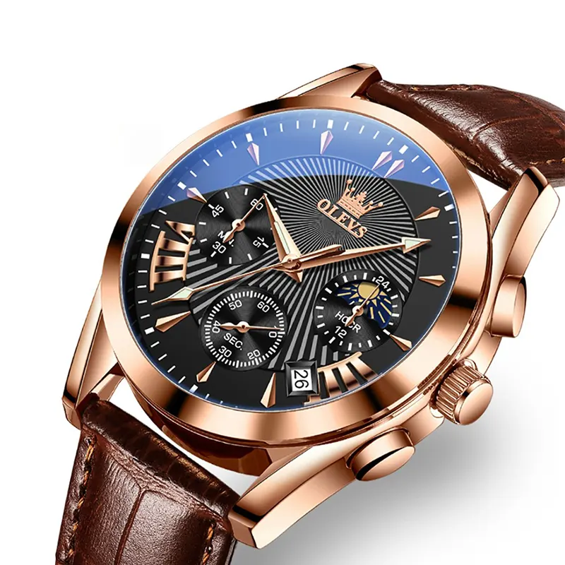 Olevs Chronograph Black Dial Men's Watch- 2876